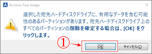 選択したディスク内容を削除する確認画像