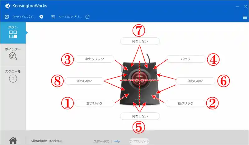 ケンジントン4つボタンマウスの割り当て数