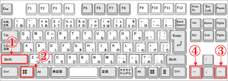 2画面の移動のショートカットをキーボードで説明