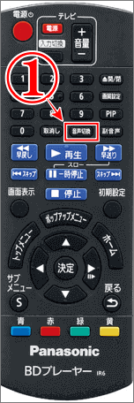 パナソニックのブルーレイプレイヤーで音声切換ボタンの場所