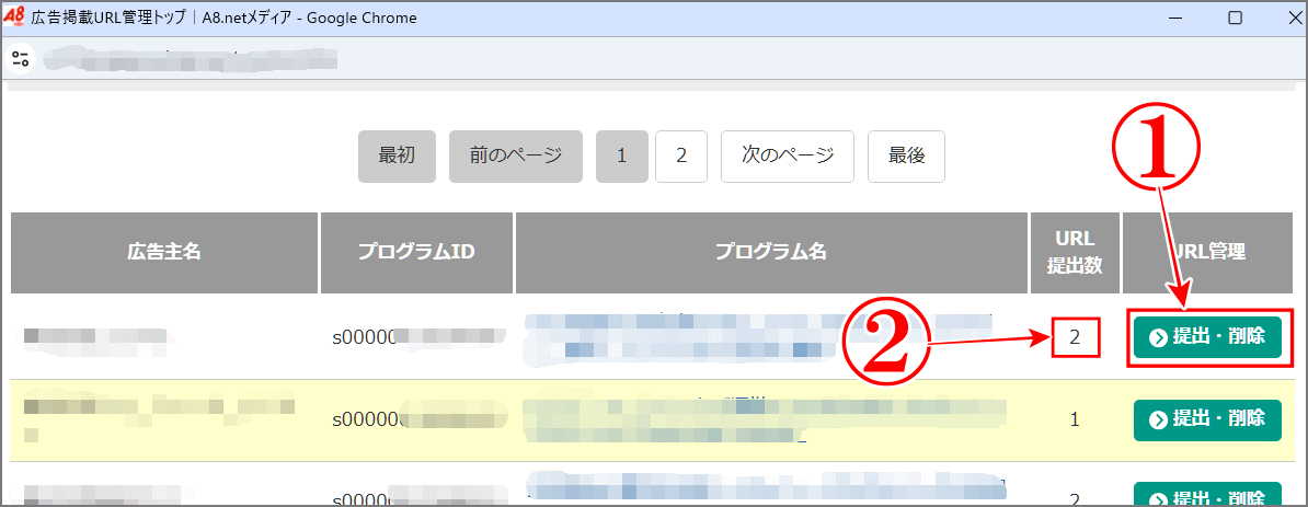 A8の広告掲載URLを個別に提出は広告主をクリック