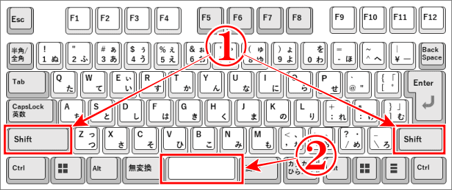 半角スペースを素早く入れるショートカットはshift+スペースキー
