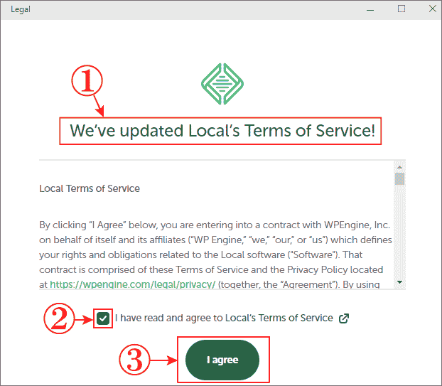 Local利用規約にチェック
