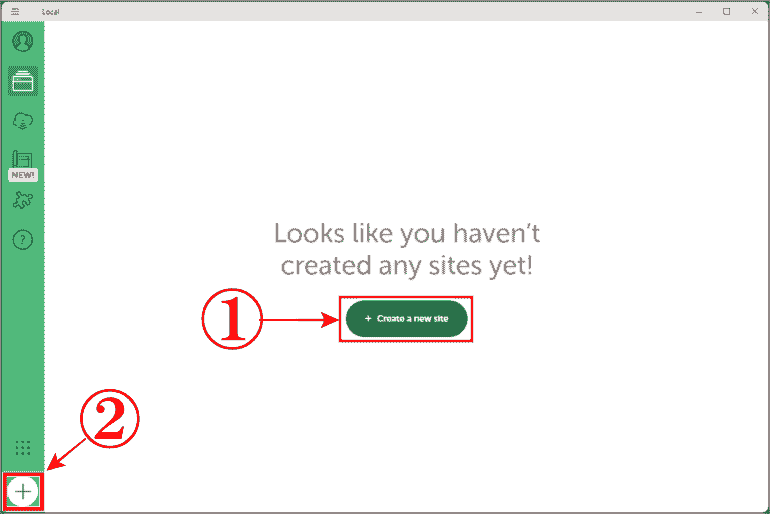 Local新規サイト作成をクリック